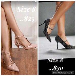 Chic Pink and Black Studded Heels